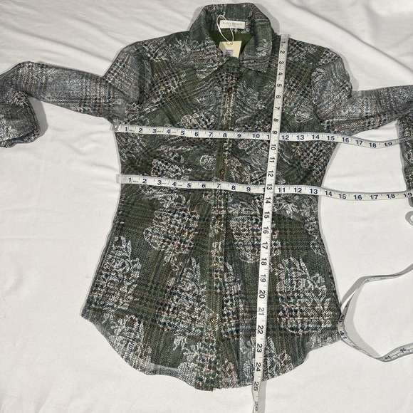 NWT $295 RAMY BROOK [ Small ] Hamilton Mesh Long Sleeve Top Sage Tartan 7136 - Picture 4 of 16